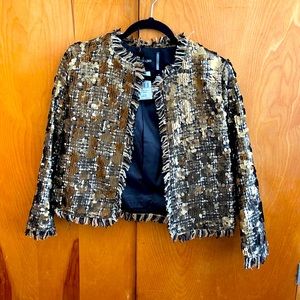 Black and gold fringe sequin jacket